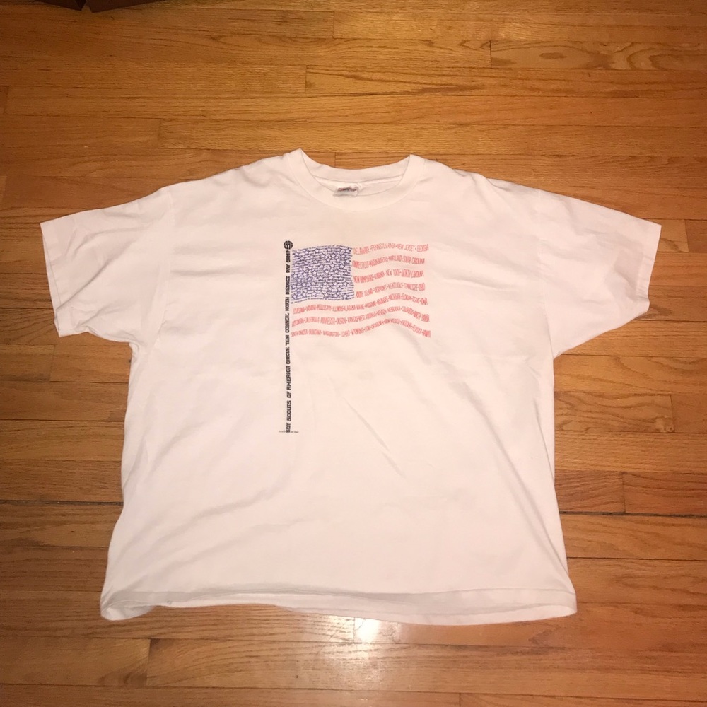 Vintage 1996 Boy Scout American Flag Shirt SINGLE STITCH